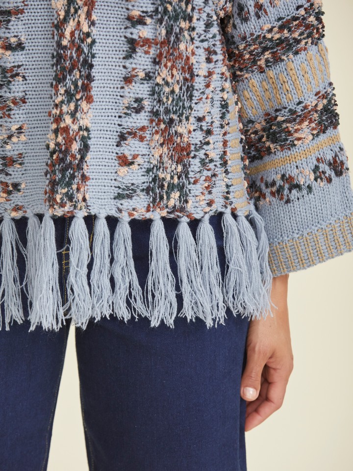 Casaco em Malha com Franjas