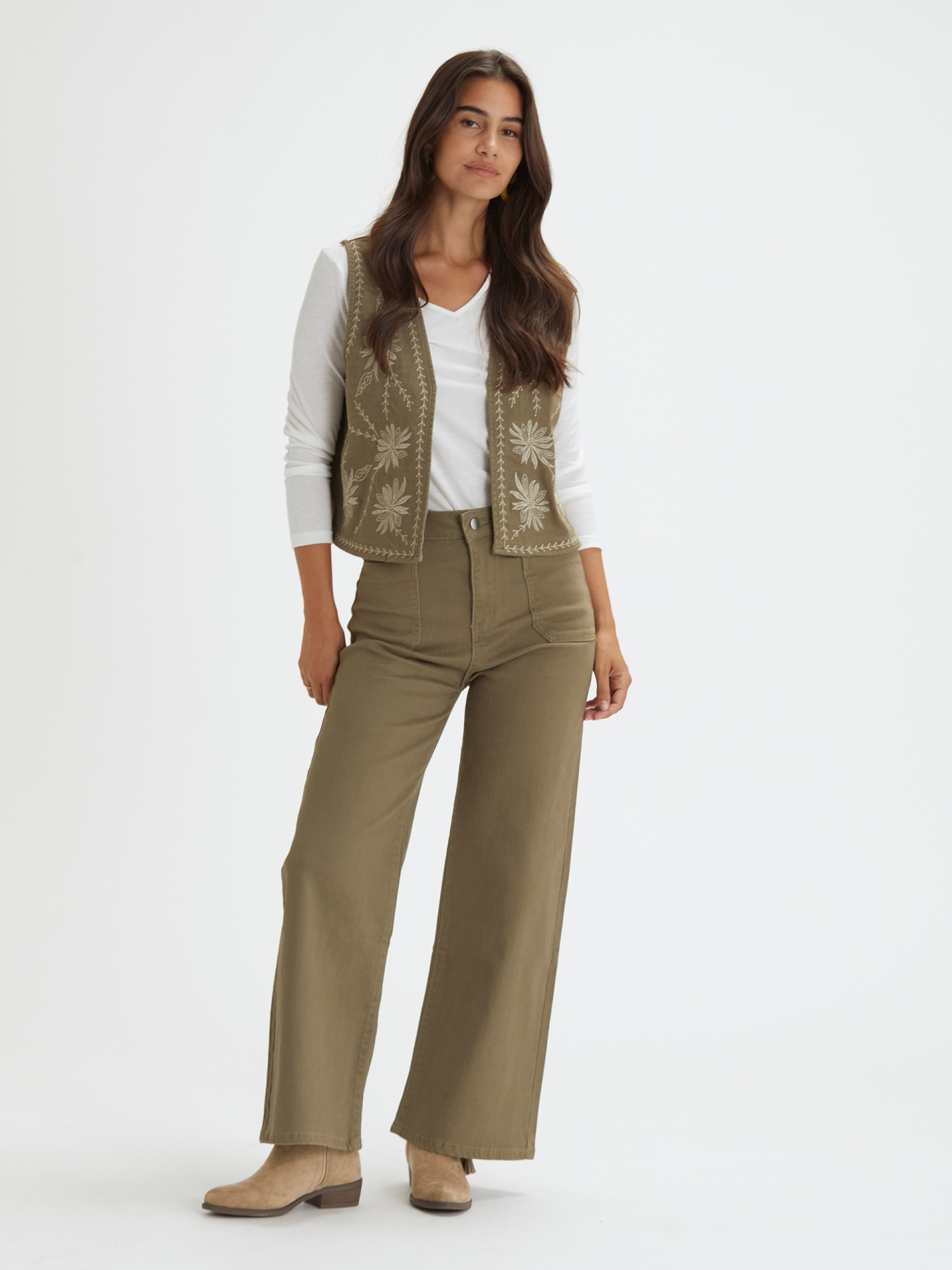 Colete Beige Bordado