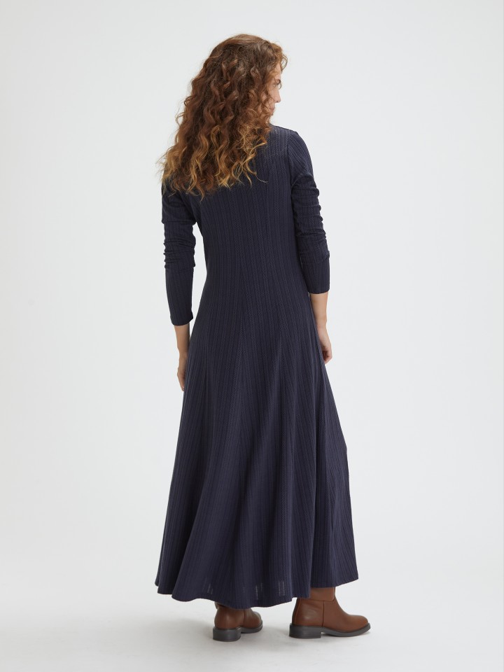 Vestido Comprido em Malha Azul