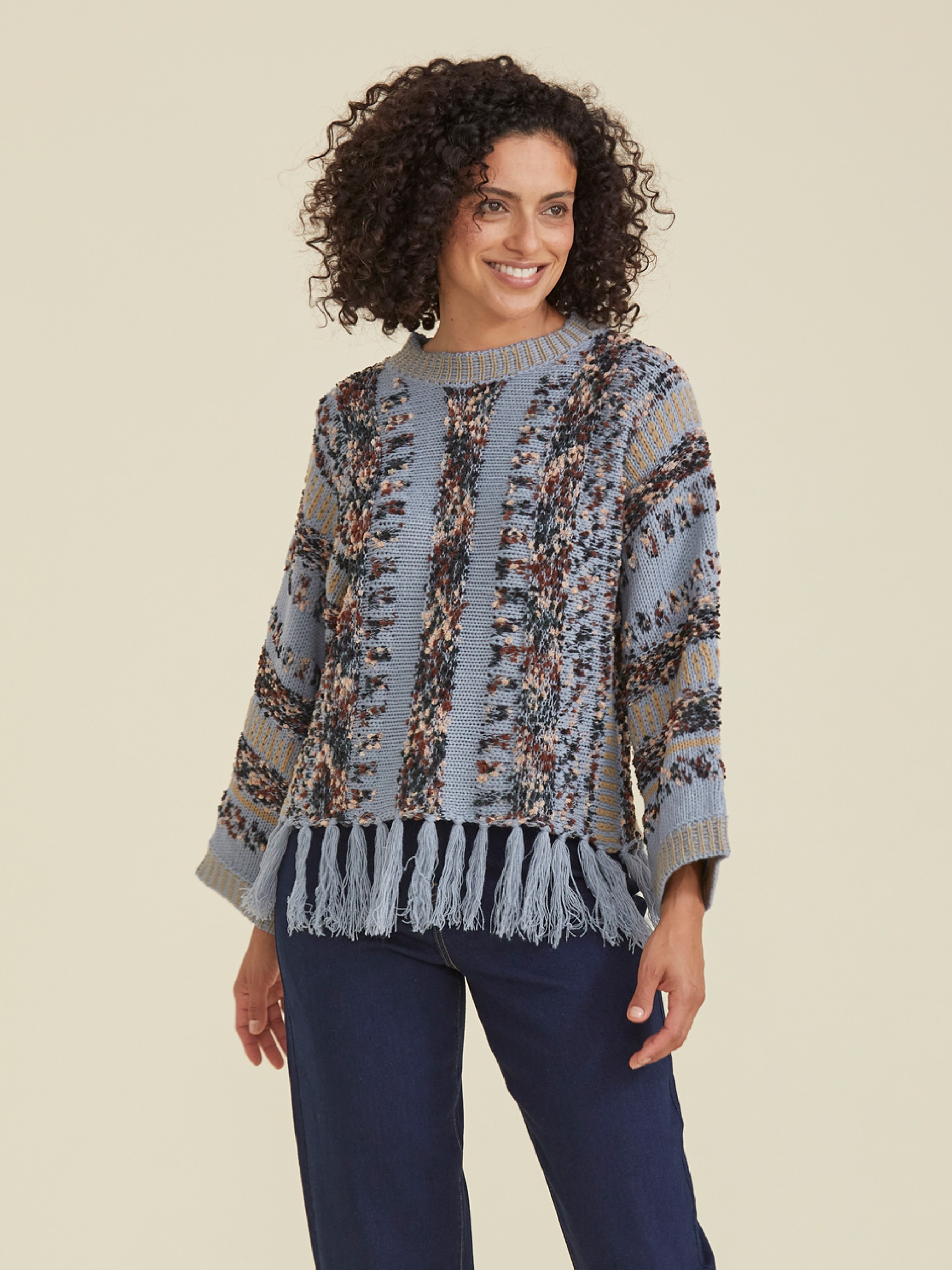 Casaco em Malha com Franjas