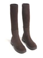 Bota em Imitacao de Camurca com Caneleira em Malha