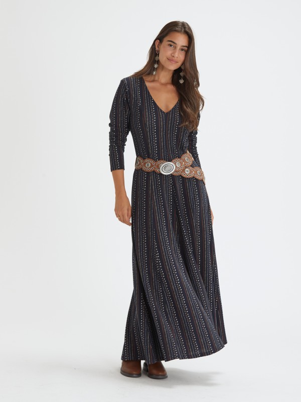 Vestido Comprido com Riscas