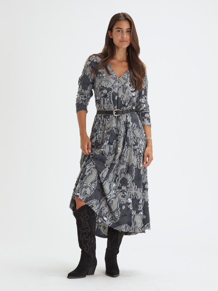 Vestido Comprida em Jacquard