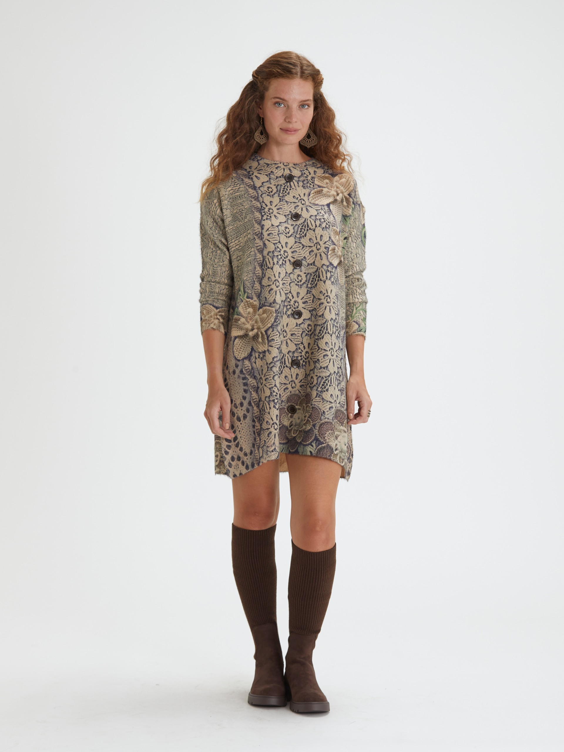 Vestido Curto em Malha Estampada