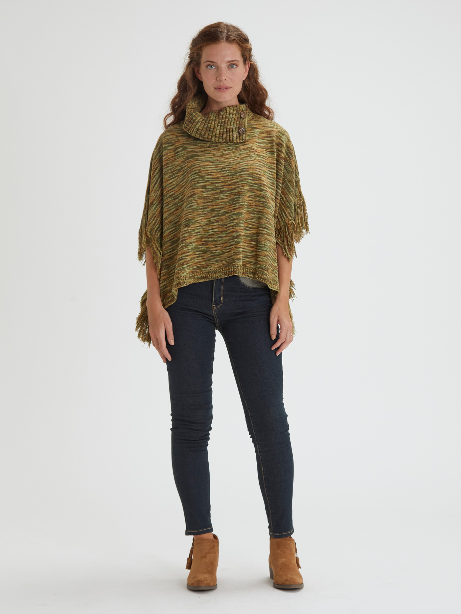 Poncho em Malha Verde