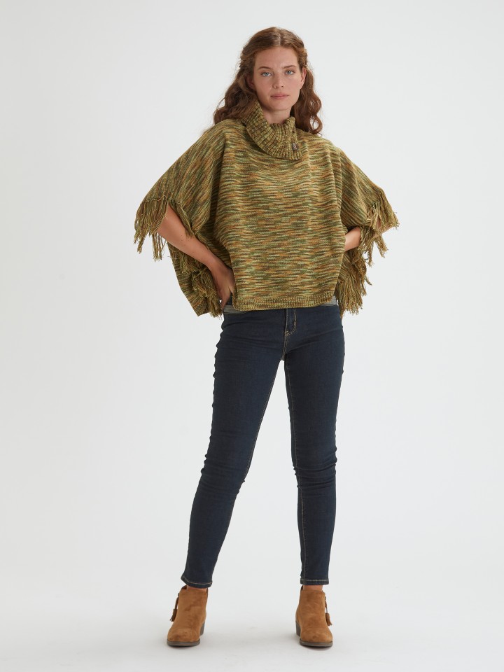 Poncho em Malha Verde