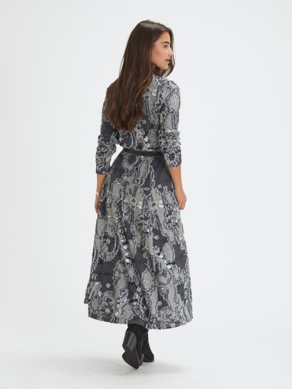 Vestido Comprida em Jacquard