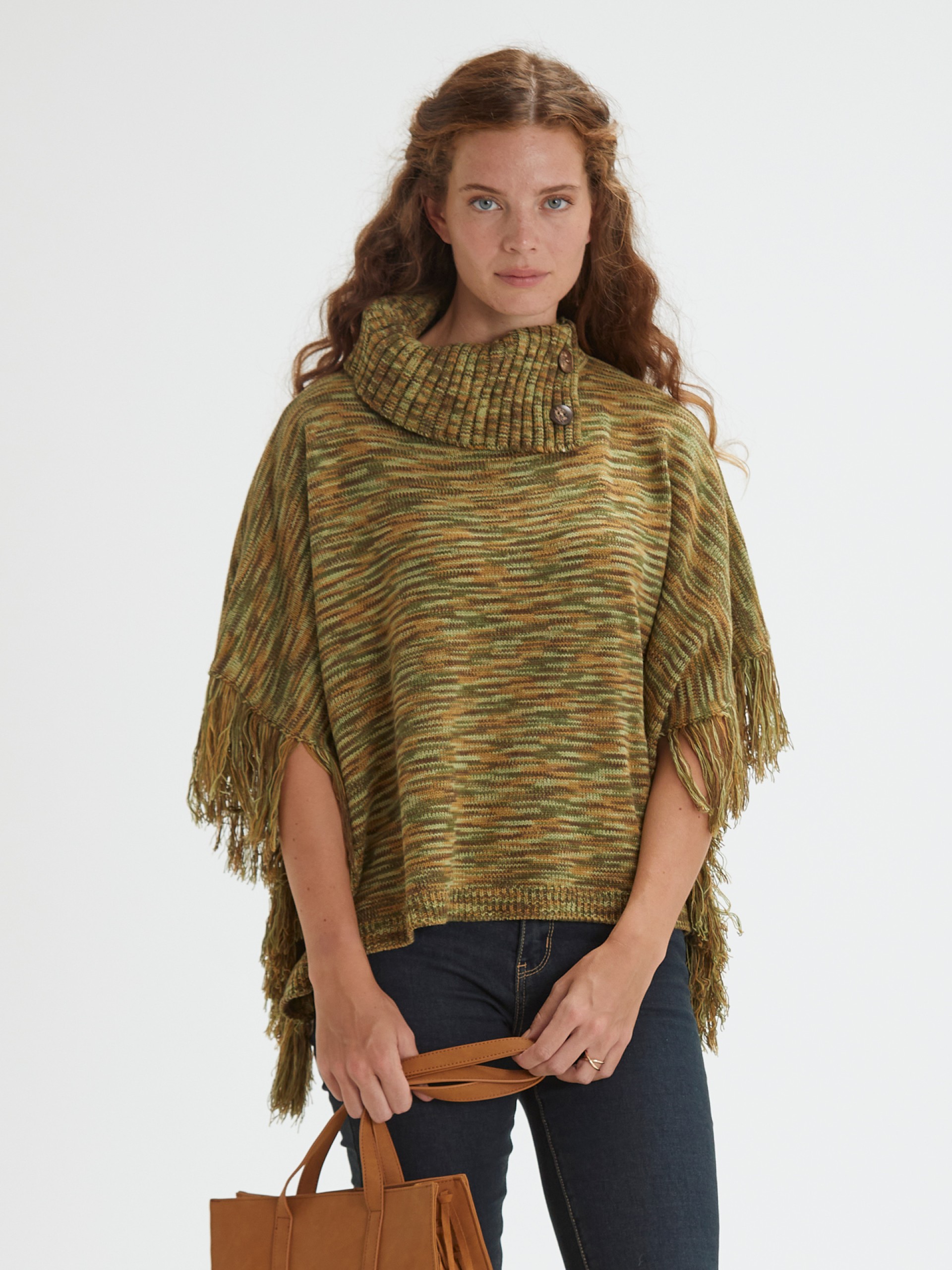 Poncho em Malha Verde