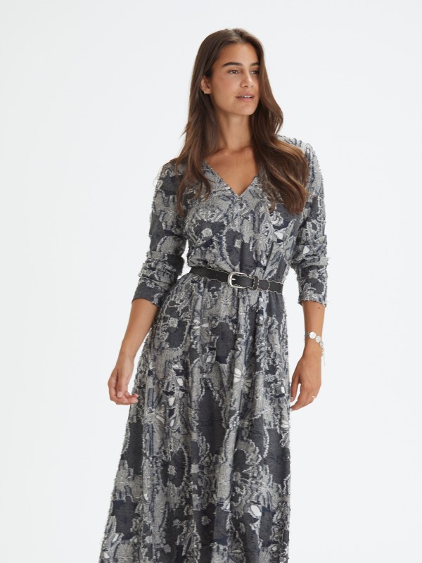Vestido Comprida em Jacquard