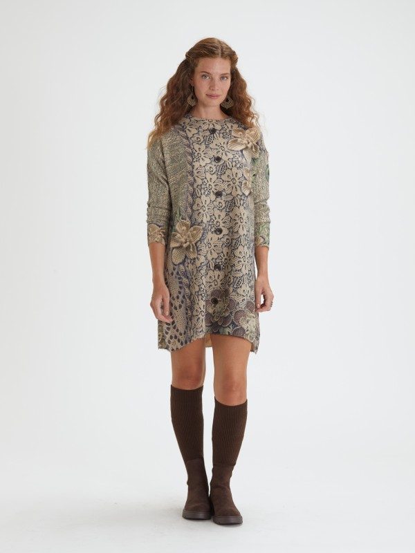 Vestido Curto em Malha Estampada