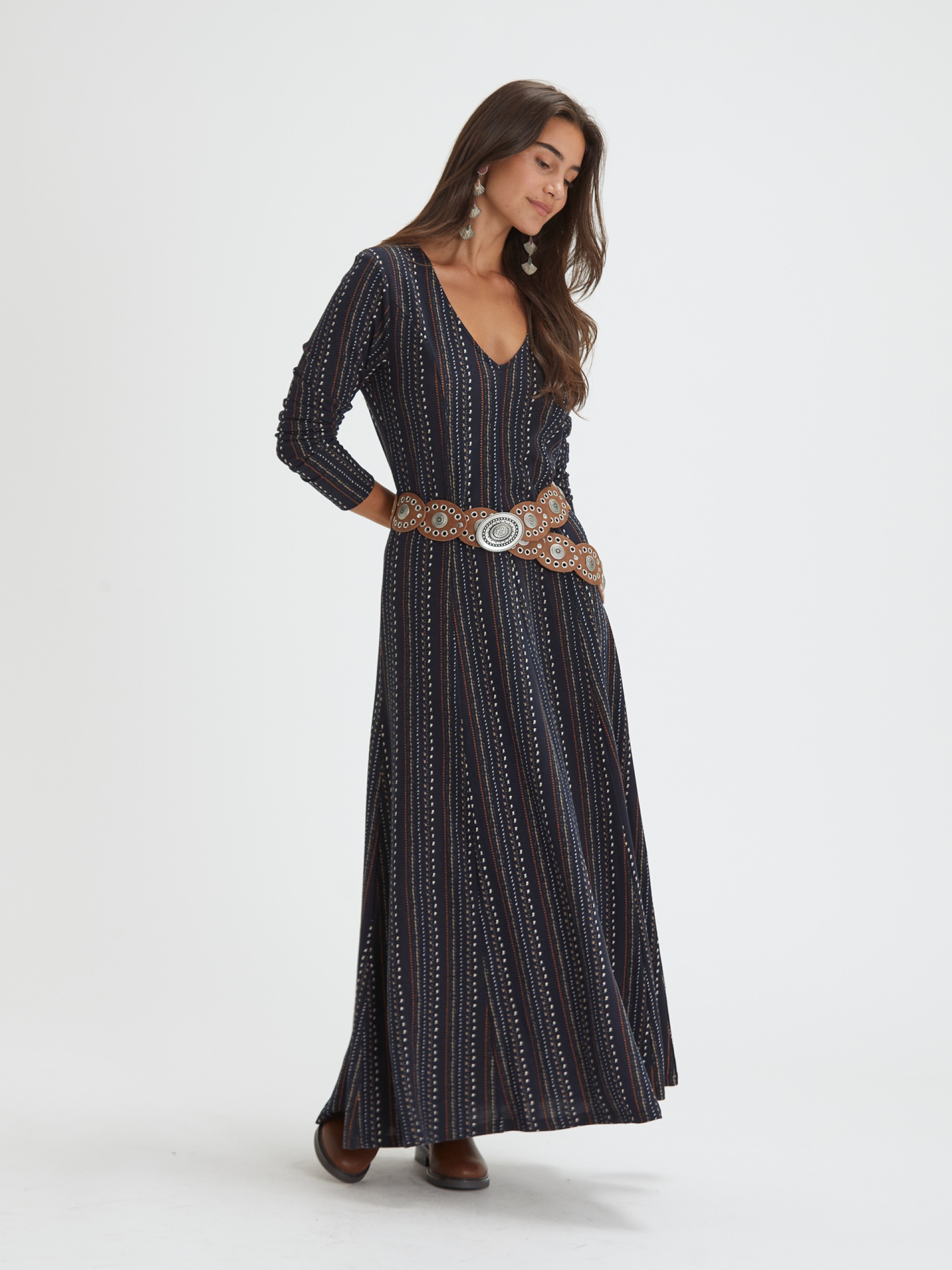 Vestido Comprido com Riscas