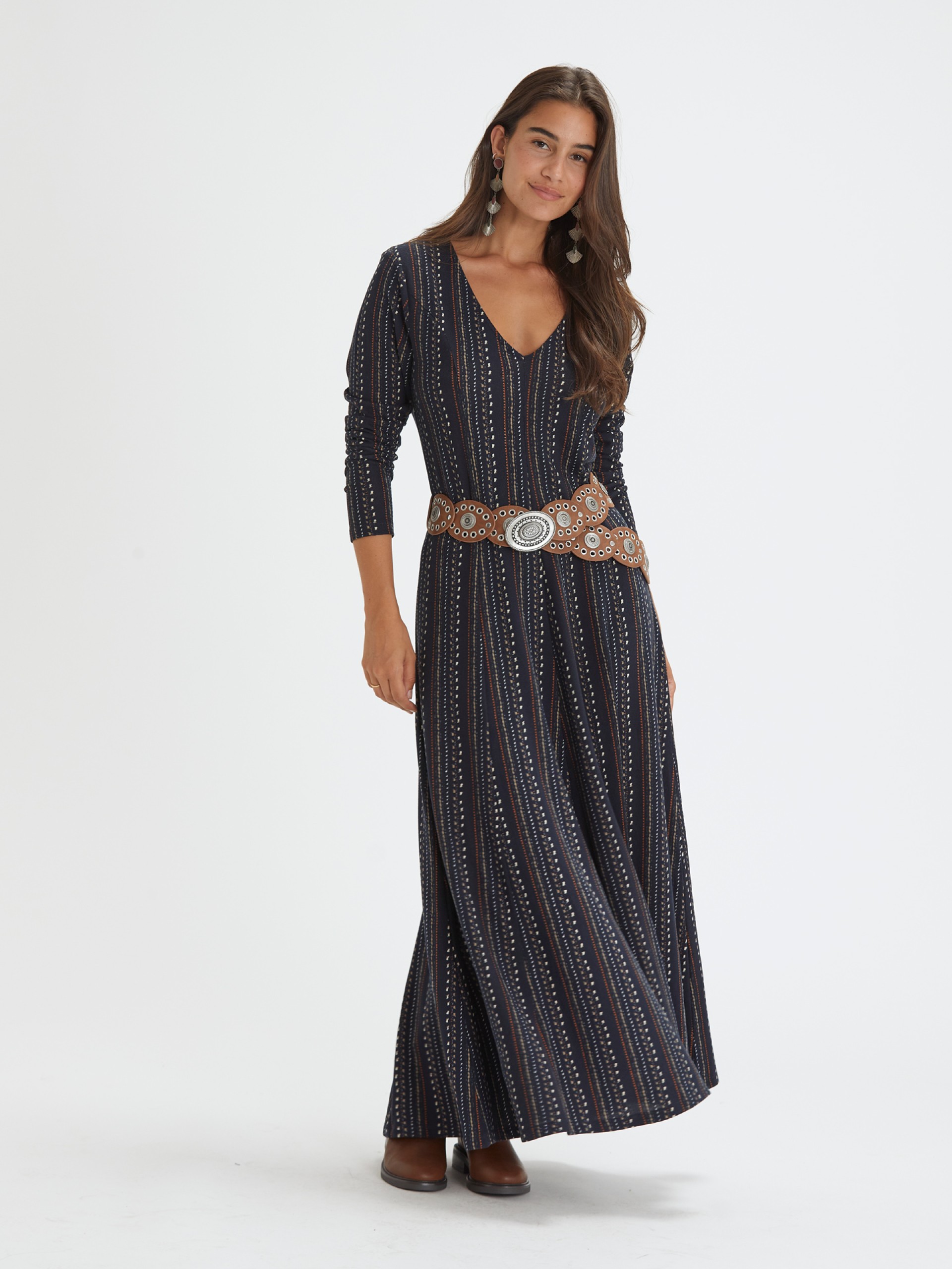 Vestido Comprido com Riscas