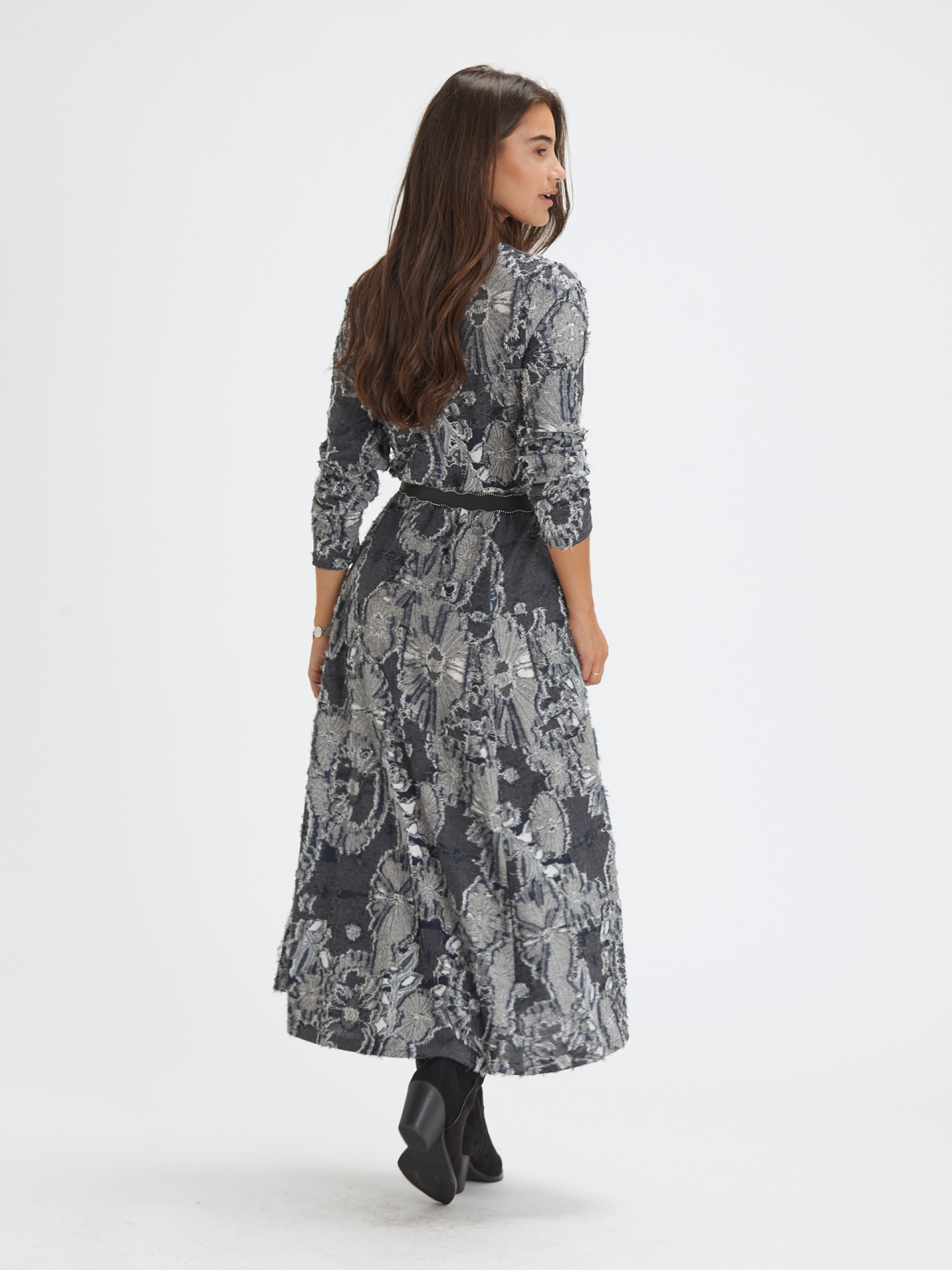 Vestido Comprida em Jacquard