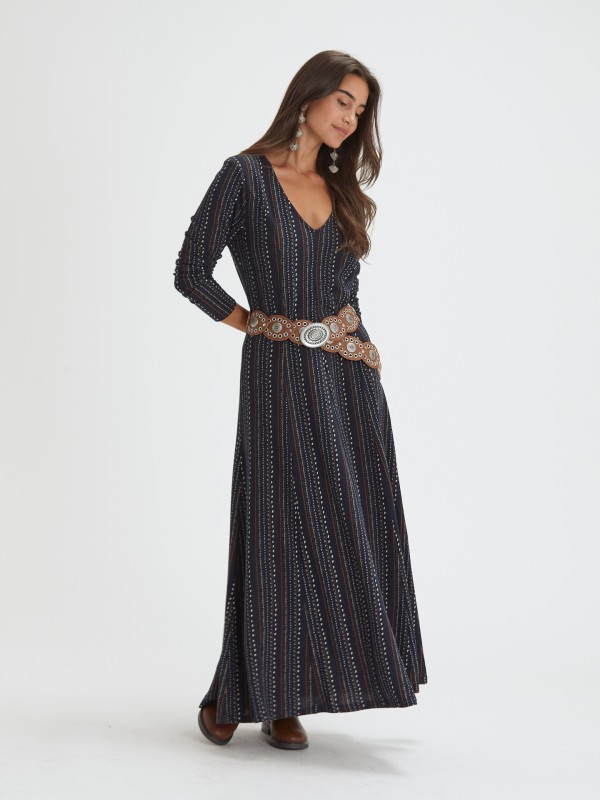 Vestido Comprido com Riscas