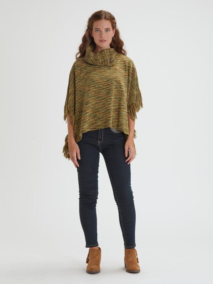 Poncho em Malha Verde