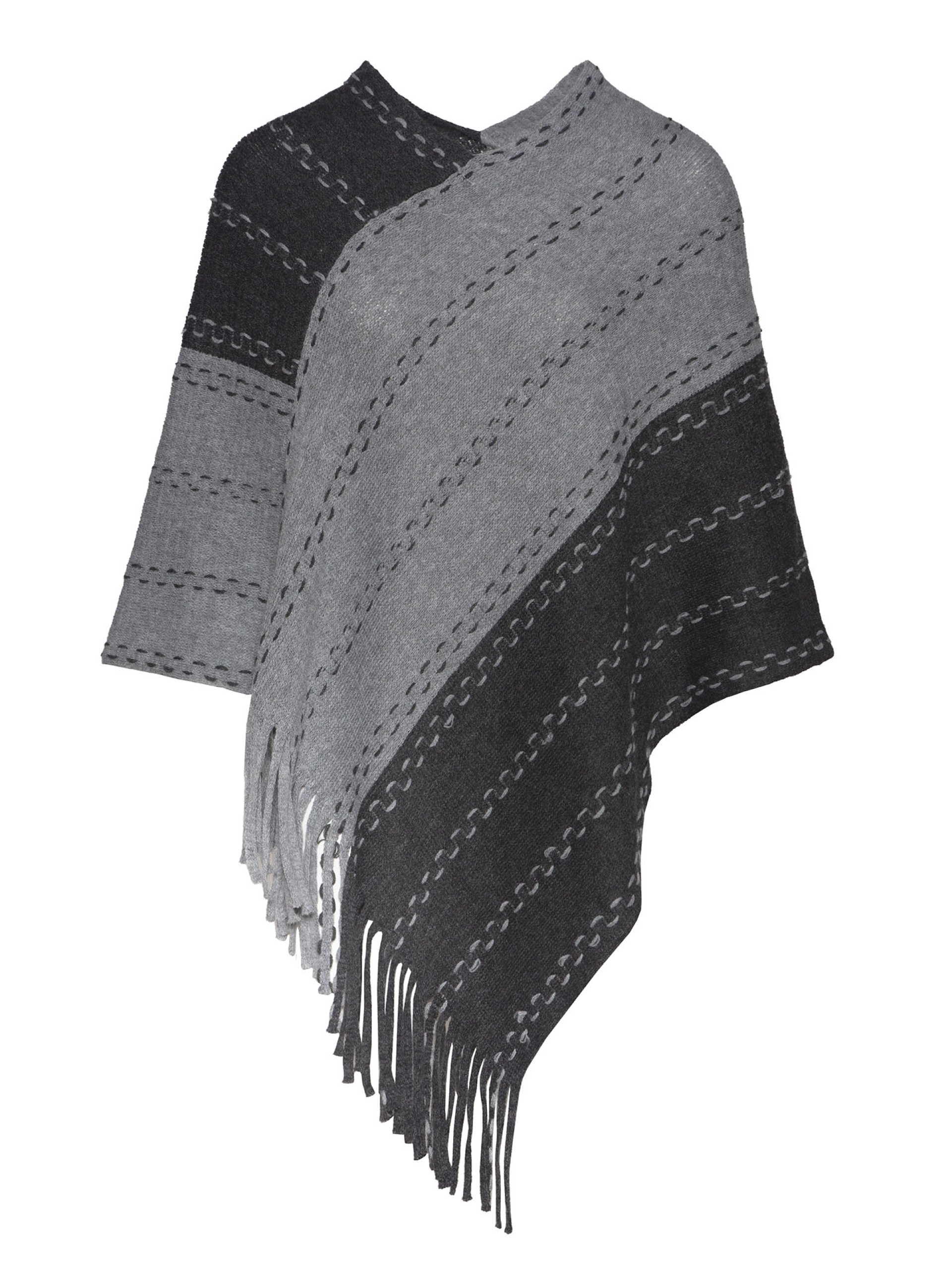 Poncho em Malha com efeito Zigzag