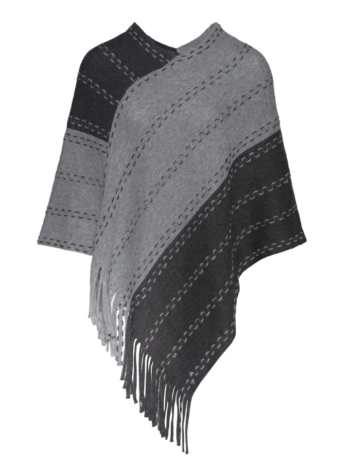 Poncho em Malha com efeito Zigzag