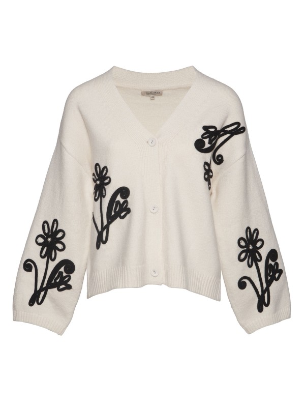 Cardigan em Malha com Bordados
