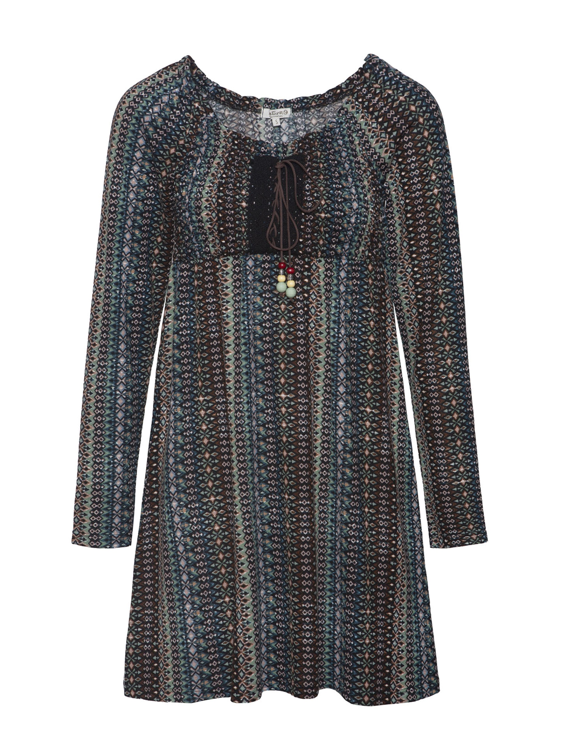 Vestido Curto Estampado com Atilhos