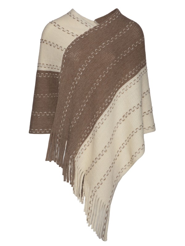 Poncho em Malha com efeito Zigzag