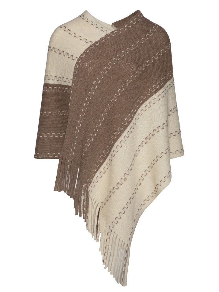 Poncho em Malha com efeito Zigzag