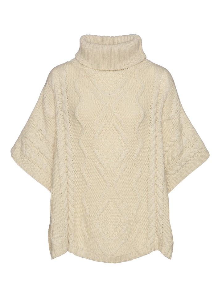 Poncho em Malha com Gola