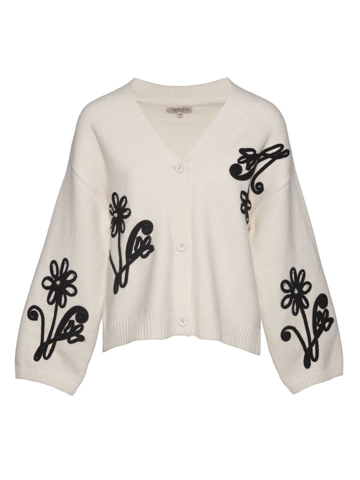 Cardigan em Malha com Bordados