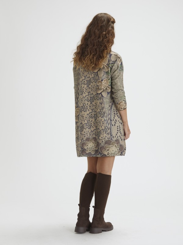 Vestido Curto em Malha Estampada