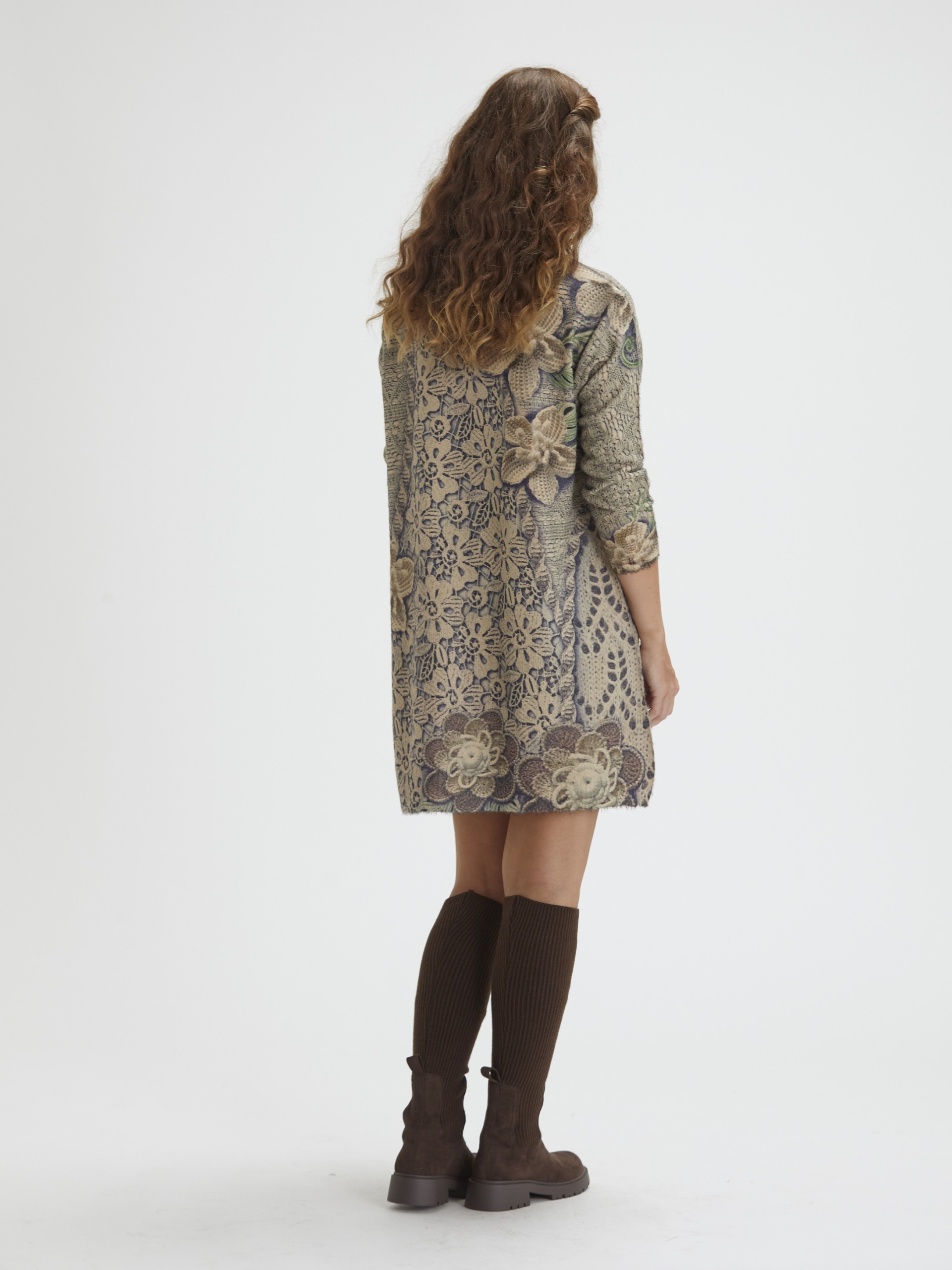 Vestido Curto em Malha Estampada