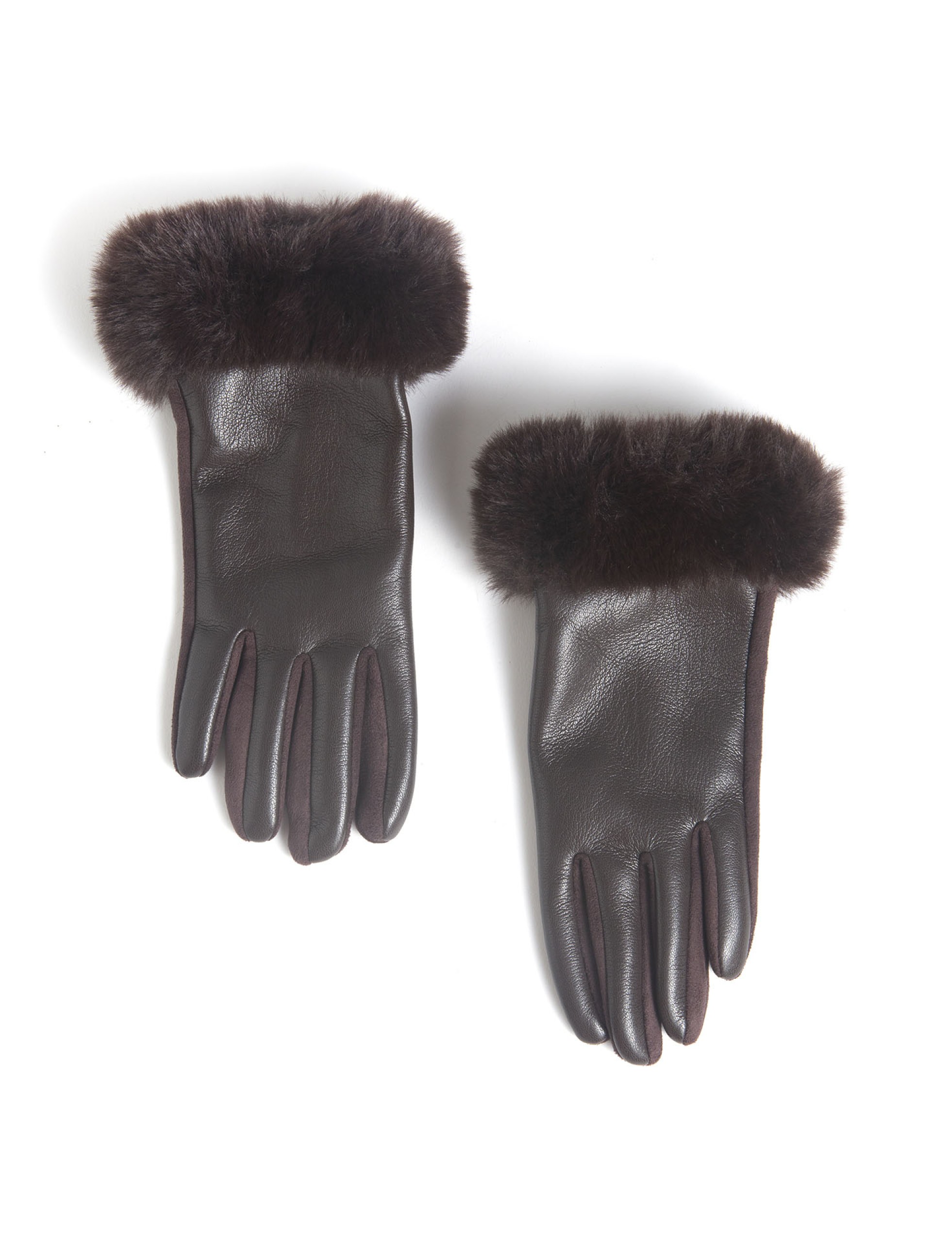 Luvas em Polipele com Punho em Efeito Pelo