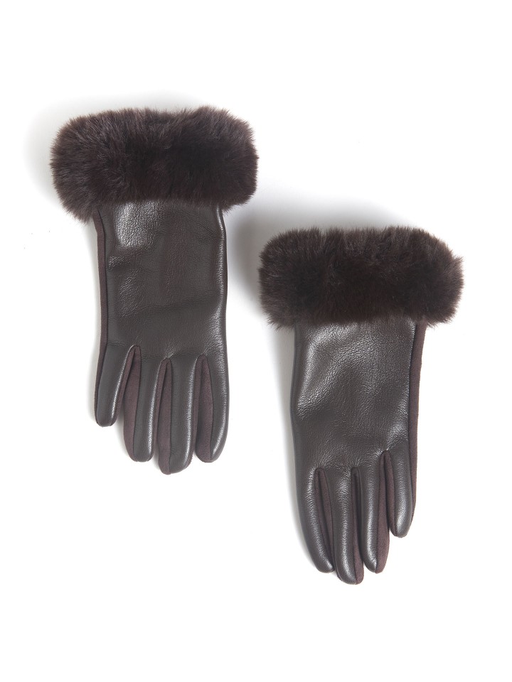 Luvas em Polipele com Punho em Efeito Pelo