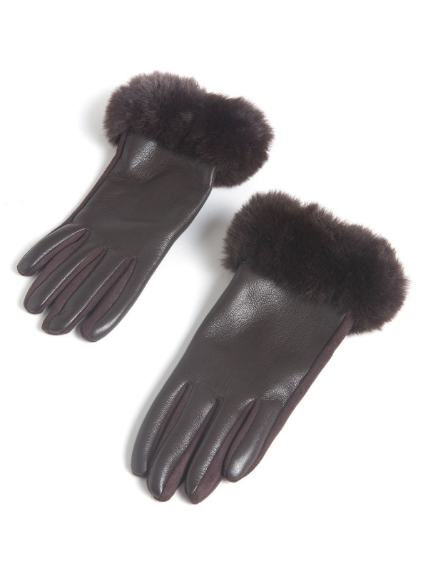 Luvas em Polipele com Punho em Efeito Pelo