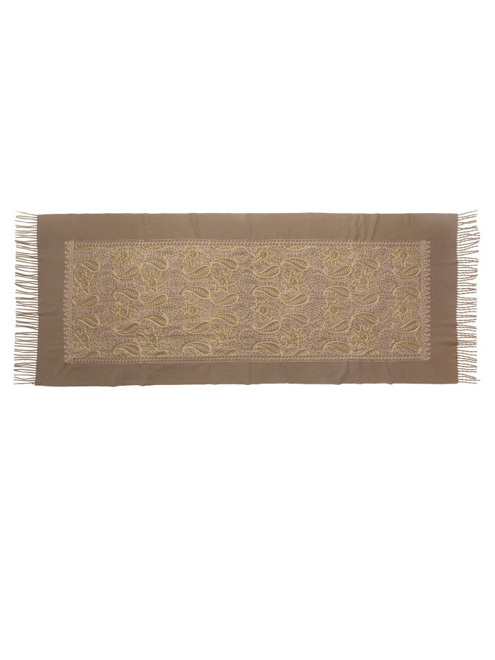 Cachecol com Bordado em Lurex Dourado