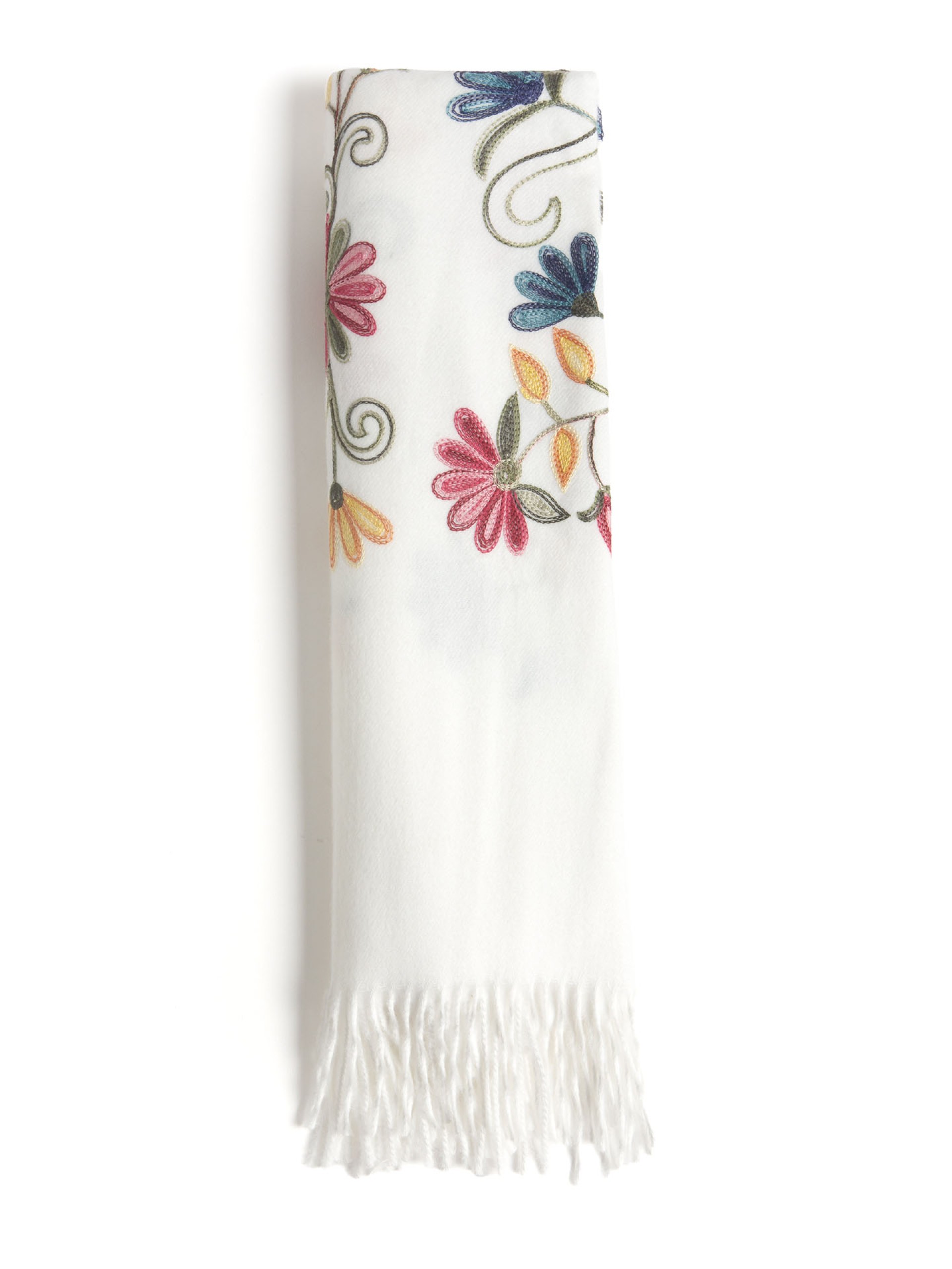 Cachecol Bordado com Franjas