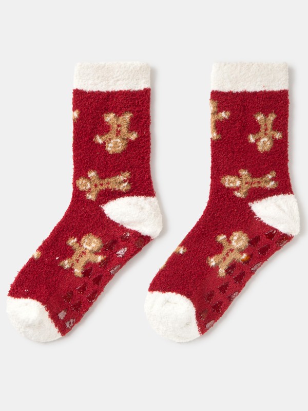 Meias de Natal com estampado de biscoitos de gengibre
