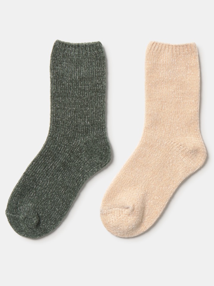 Conjunto de 2 meias de chenille com lurex