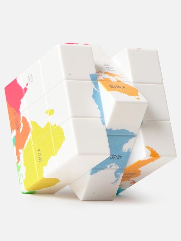 Jogo do cubo com mapa-mundo