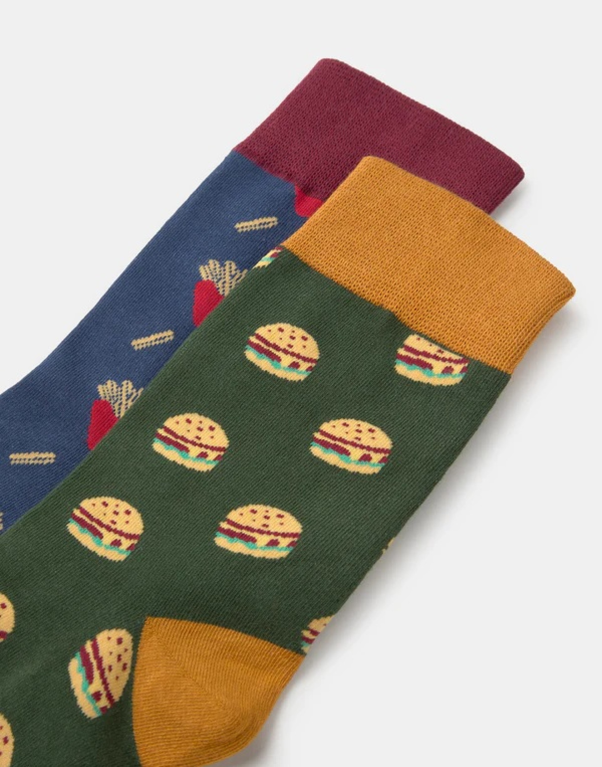 Conjunto de 2 meias com estampado de hamburguer