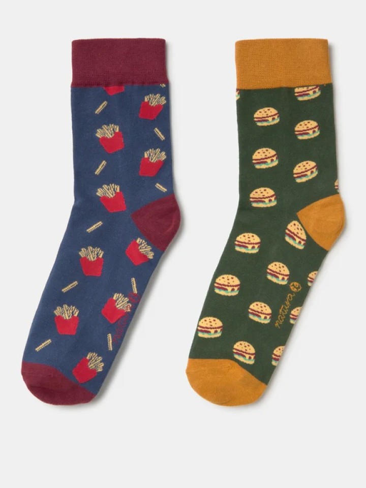 Conjunto de 2 meias com estampado de hamburguer