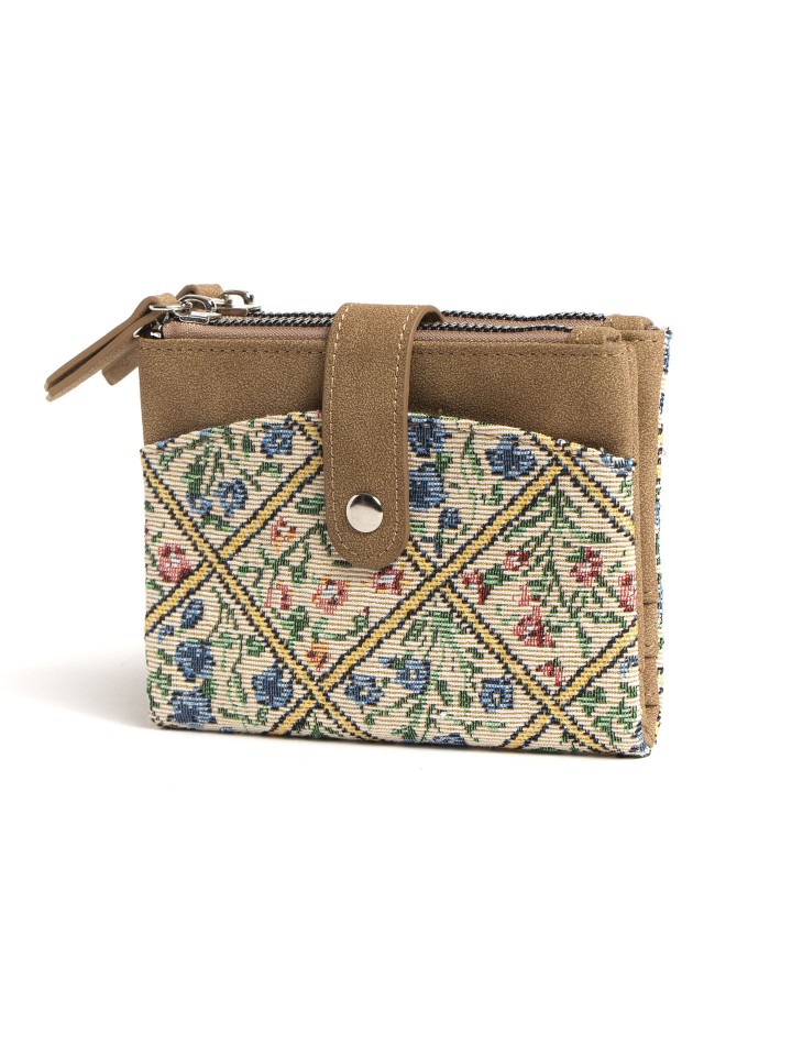 Porta-Moedas em Tecido Jacquard Floral