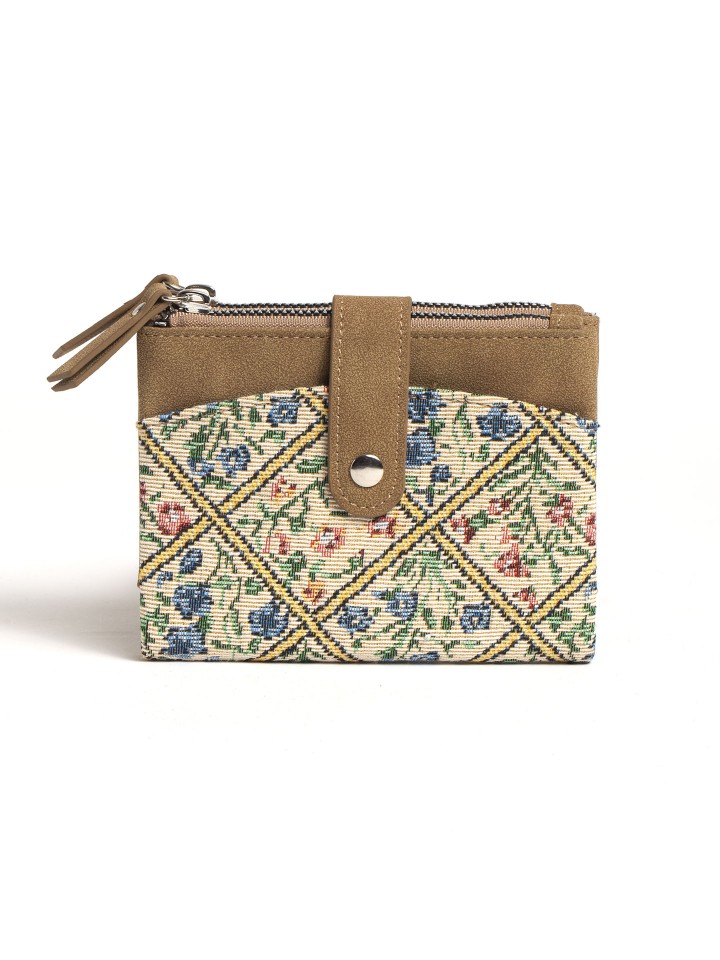 Porta-Moedas em Tecido Jacquard Floral