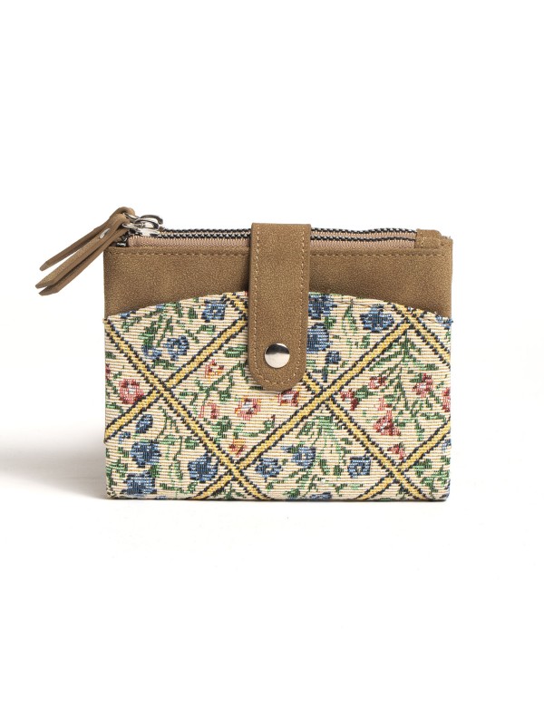 Porta-Moedas em Tecido Jacquard Floral Porta-Moedas em Tecido Jacquard Floral