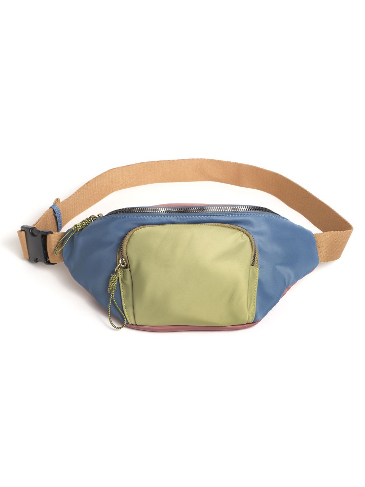 Bolsa de Cintura Colorblock em Nylon