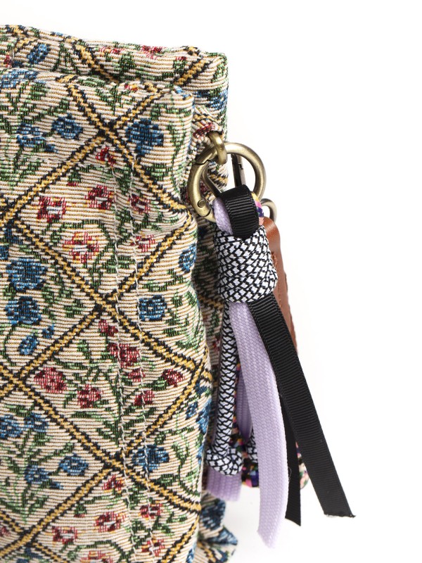 Bolsa Porta-Telemovel com Aba e Padrao Floral Bolsa Porta-Telemovel com Aba e Padrao Floral