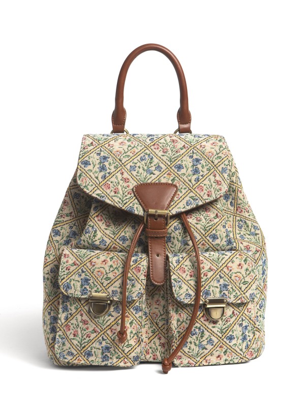 Mochila em Tecido Jacquard Floral Mochila em Tecido Jacquard Floral