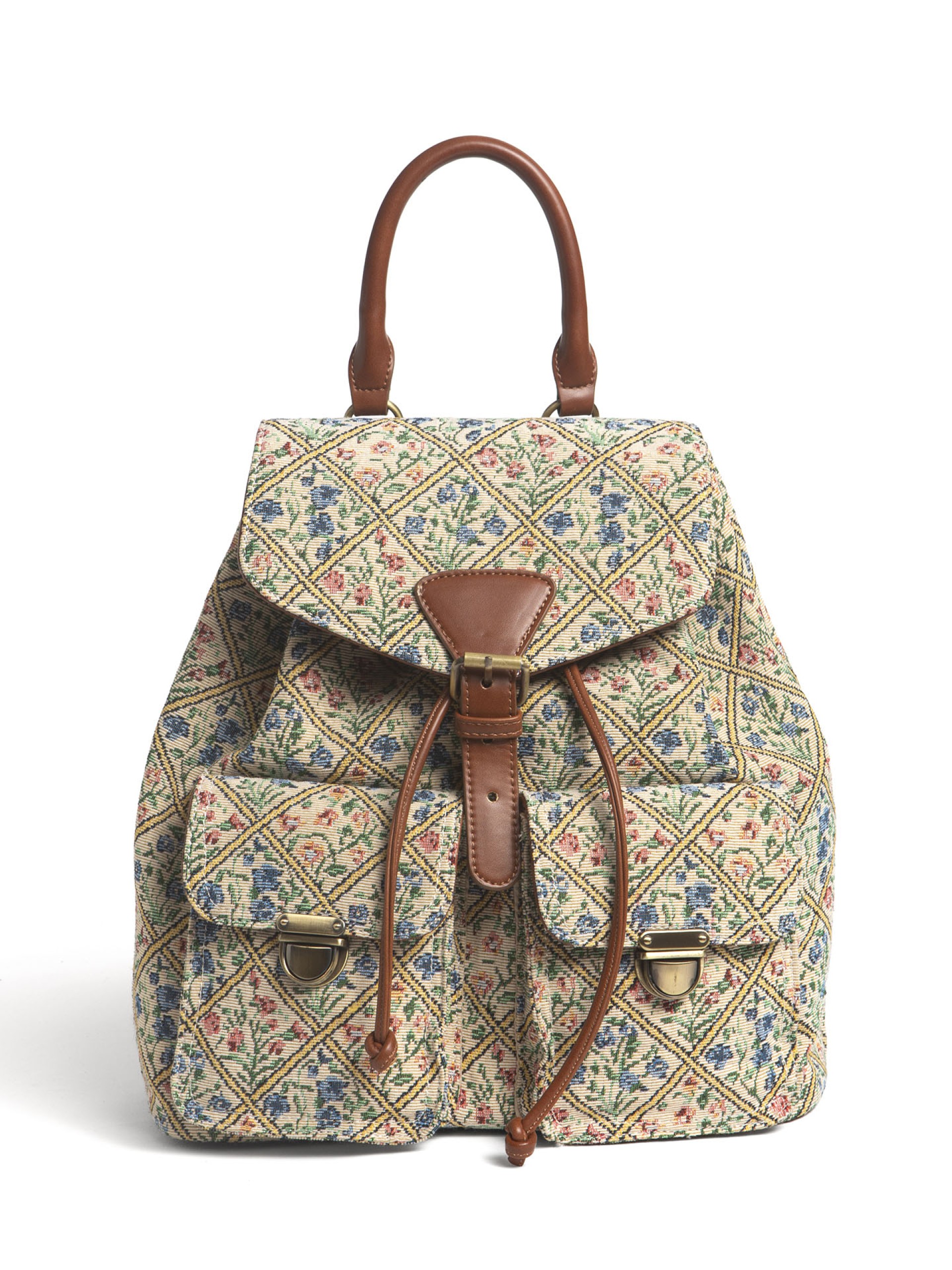 Mochila em Tecido Jacquard Floral