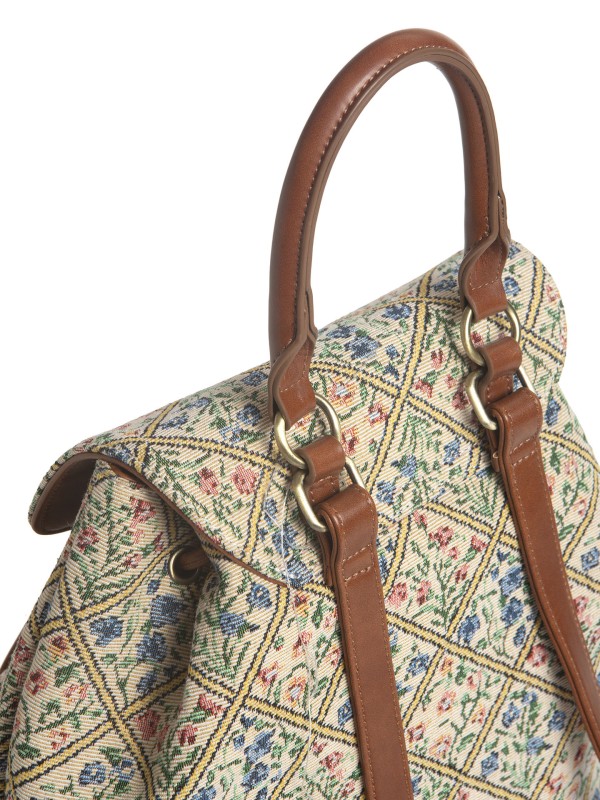 Mochila em Tecido Jacquard Floral Mochila em Tecido Jacquard Floral