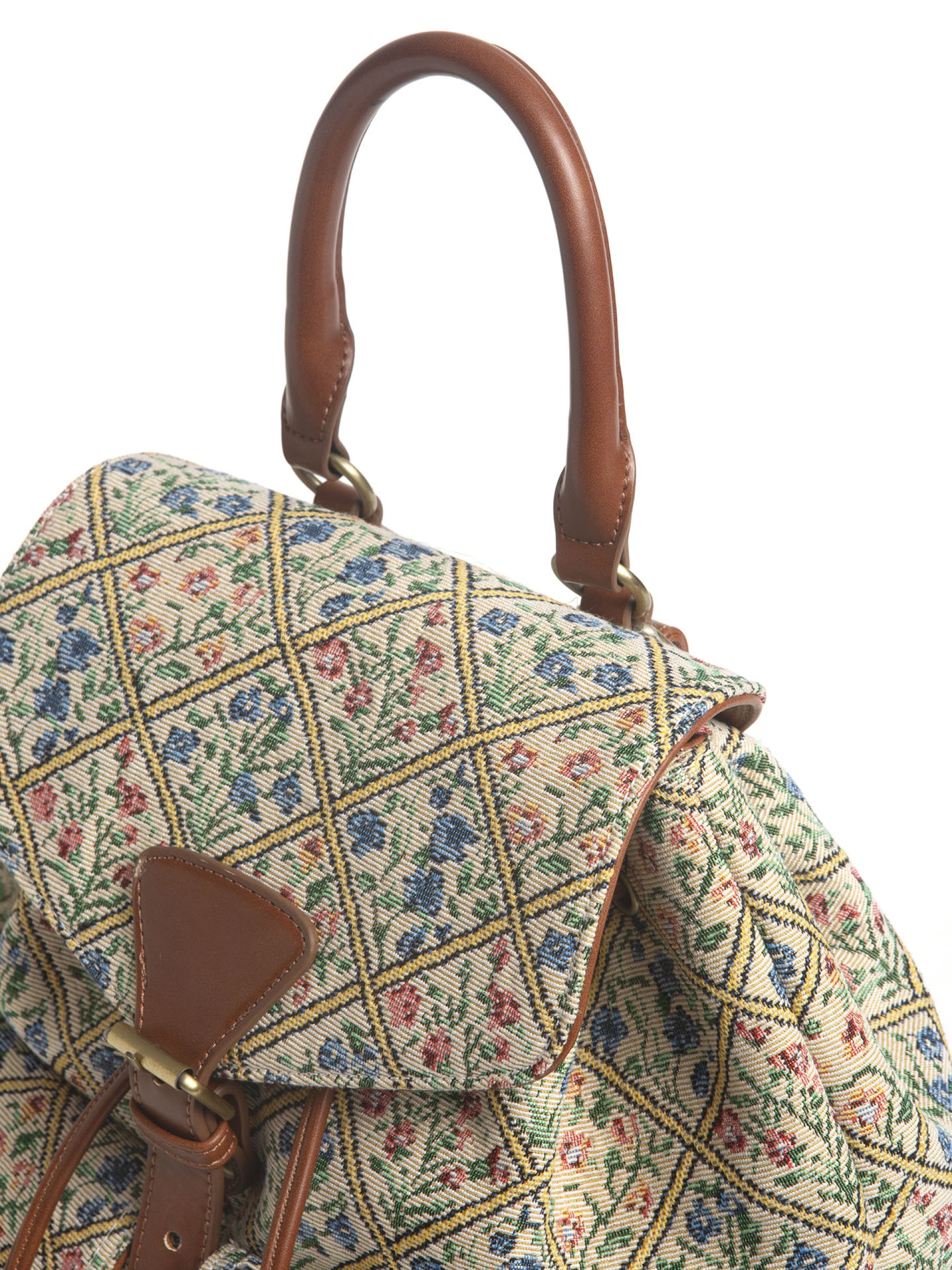 Mochila em Tecido Jacquard Floral