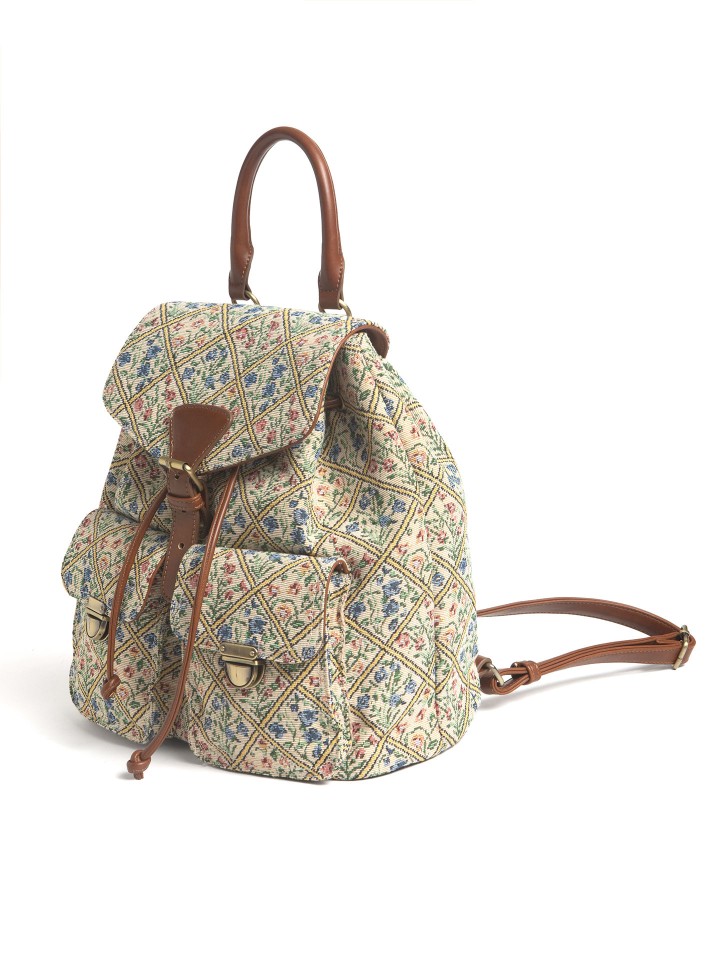Mochila em Tecido Jacquard Floral