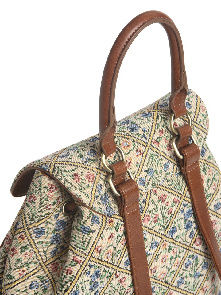 Mochila em Tecido Jacquard Floral